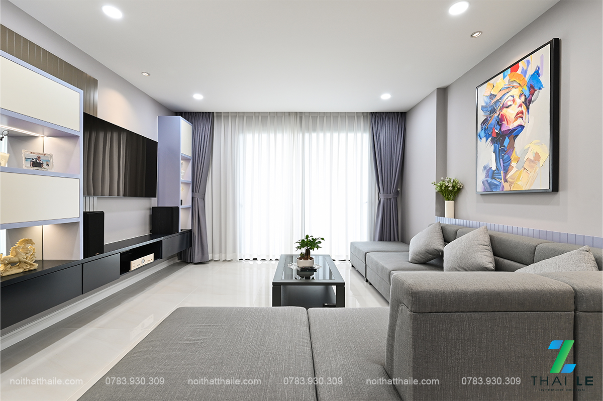 Thi công nội thất phòng khách căn hộ Hà Đô Centrosa - Block O1